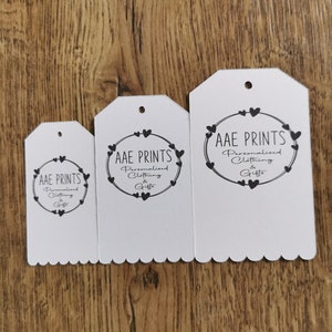 Swing tags, clothing labels, hang tags, logo, personalised, branding, can use any logo, Personalised Clothing Tags Business Gift Tags