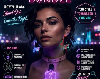 Custom Festival Wear Bundle – LED Choker, Earrings & Necklace