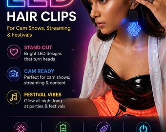 Custom LED Hair Clip – Personalized Light-Up Hair Accessory for Festivals, Cosplay & Streaming