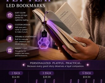 Custom Cosplay Petplay Bookmarks – LED Glow Pet Bookmark for Readers Cosplayers & Anime Fans