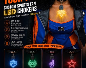 Custom Sports Fan LED Choker Necklace – Personalized Glowing Team Spirit Wear