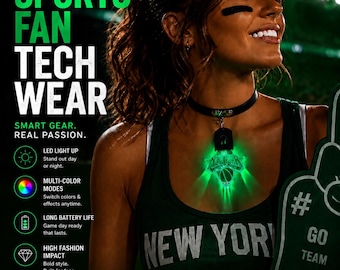 Custom LED Sports Fan Necklace – Multi-Color Light Up Fan Tech Wear for Game Day