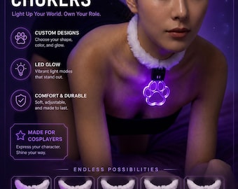 Custom Cosplay Chokers – LED Glow Pet Collar Necklace for Cosplayers & Anime Fans