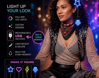 Custom LED Hair Clip – Personalized Light-Up Hair Accessory for Festivals, Cosplay & Streaming