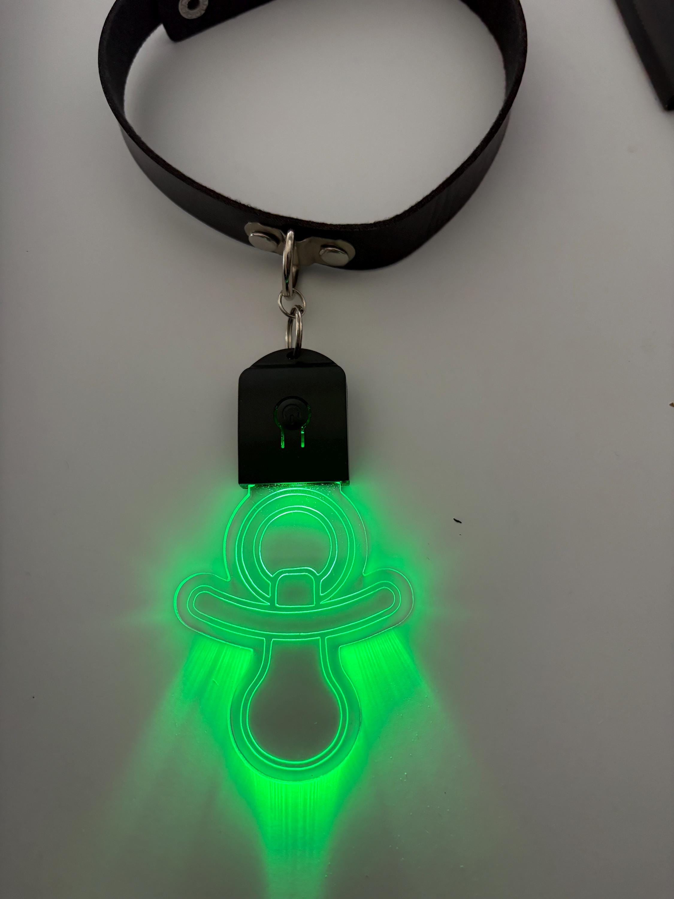 Led Pink Pacifier Sign LED Pacifier Choker Set – Light-up Neon Pendant Collars, Faux Leather ...