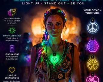 Custom LED Necklace – USB Rechargeable Rave Festival Jewelry, Techwear