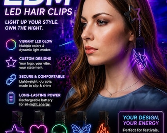 Custom LED EDM Hair Clips – Light Up Festival Hair Accessories for Raves, Concerts & Nightlife