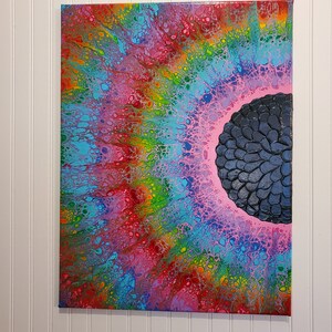 Abstract art, rainbow floral painting
