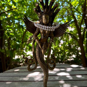 Brass Naga Kanya Statue