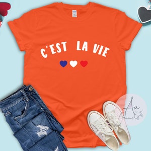 C'est La Vie Shirt ,french tee,C'est La Vie Paris ,French Flag t-shirt,Travel t-shirt,Minimalist t-shirt,Fashion tops,Cool tees,Unisex Shirt image 5