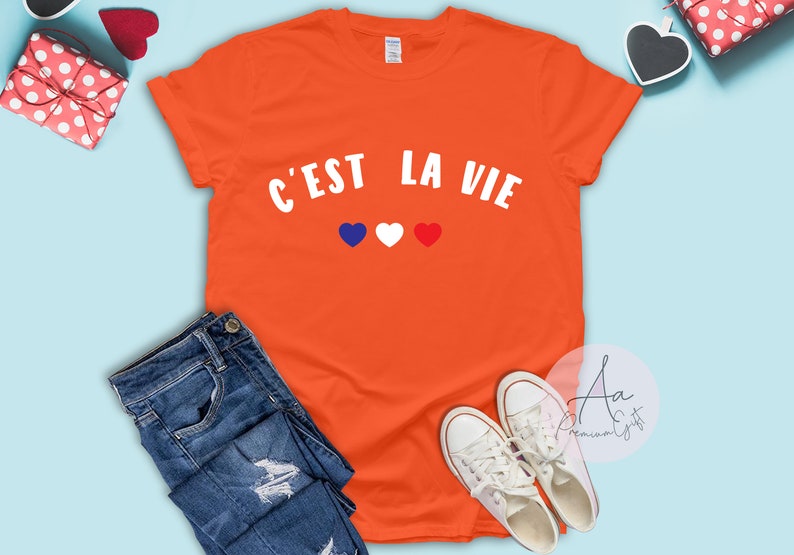 C'est La Vie Shirt ,french tee,C'est La Vie Paris ,French Flag t-shirt,Travel t-shirt,Minimalist t-shirt,Fashion tops,Cool tees,Unisex Shirt image 5