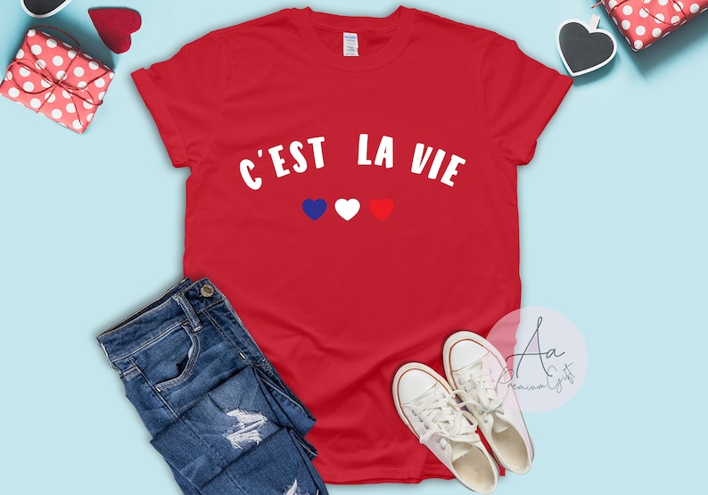 C'est La Vie Shirt ,french tee,C'est La Vie Paris ,French Flag t-shirt,Travel t-shirt,Minimalist t-shirt,Fashion tops,Cool tees,Unisex Shirt image 6