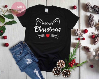 Mallow Christmas T-shirt |   Chemise meow cat | T-shirt Kitty Kitten |  T-shirt Animal Lover | Chemise mignonne d’amour de chat |  Cadeaux pour elle