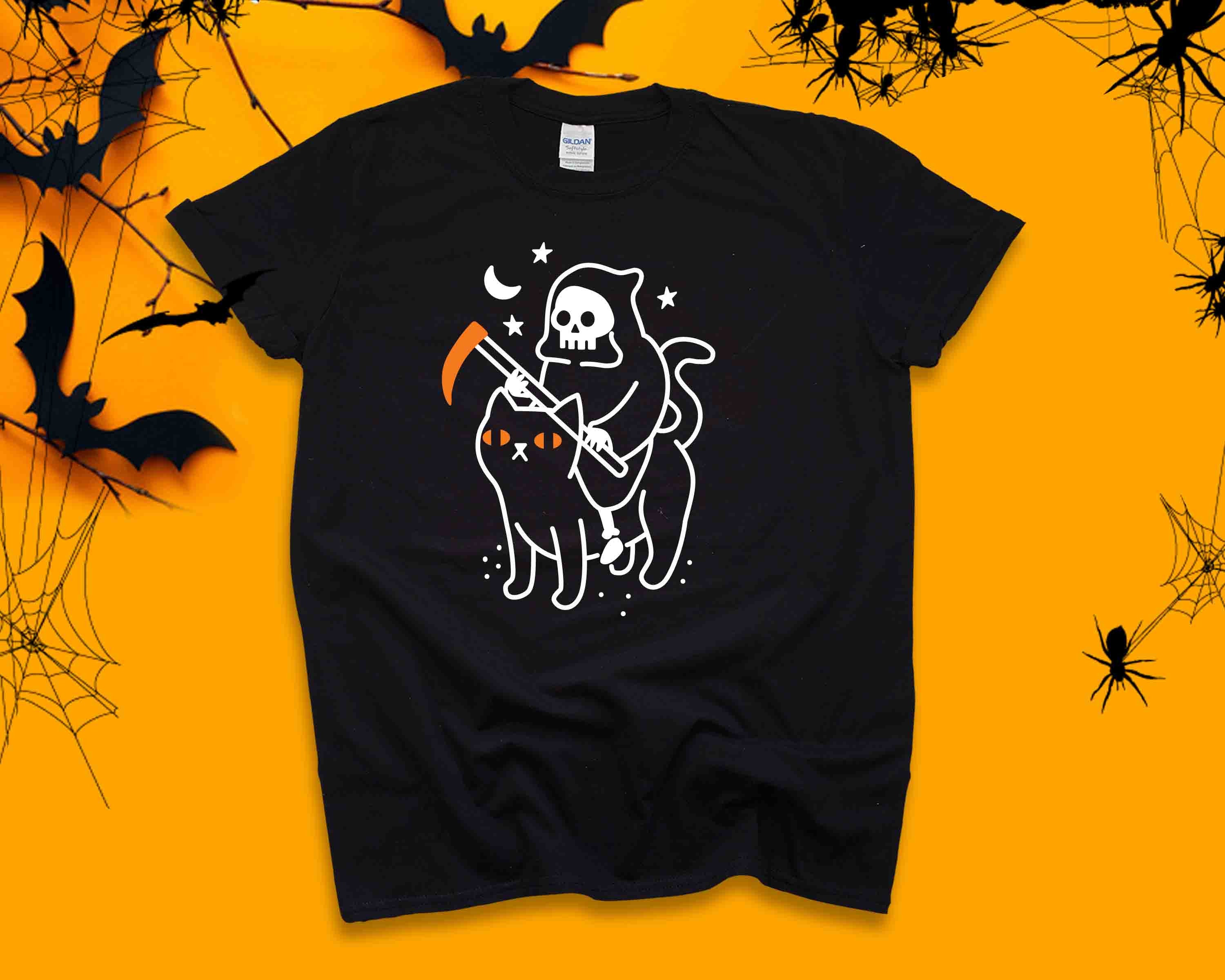 Discover Halloween GHOST CAT Shirt! Funny Halloween Shirts, Black Cat & Pumpkin Shirt, Cat Lover Shirt,Halloween Graphic Shirt, Halloween Gift France