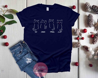 Un Deux Trois Cat tshirt / French Cat,Chat tshirt,Cool Cats,Gifts for cat lovers, Cat Lady Gift,Cat design Clothing,Animals lovers tshirt