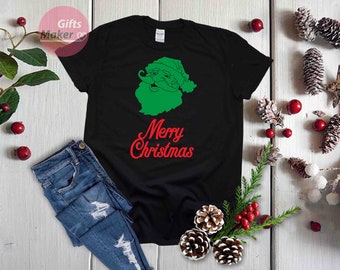 T-shirt joyeux de visage de Santa de Noël, t-shirt de Noël de Santa vintage, tee-shirt de Noël de cru, chemise classique de Santa d’enfants, cadeaux de famille de france