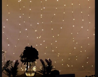 Led Curtain Fairy Lights Télécommande, Lumière de guirlande de Noël, Guirlandes lumineuses LED, Fête, Jardin, Intérieur-Extérieur, Décor de mariage pour chambre