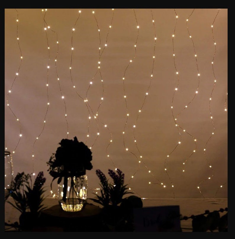 Led Curtain Fairy Lights Télécommande, Lumière de guirlande de Noël, Guirlandes lumineuses LED, Fête, Jardin, Intérieur-Extérieur, Décor de mariage pour chambre image 1