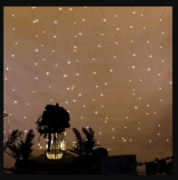 Led Curtain Fairy Lights Télécommande, Lumière de Guirlande Noël, Guirlandes Lumineuses Led, Fête, J