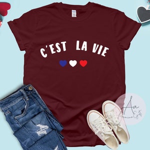 C'est La Vie Shirt ,french tee,C'est La Vie Paris ,French Flag t-shirt,Travel t-shirt,Minimalist t-shirt,Fashion tops,Cool tees,Unisex Shirt image 9