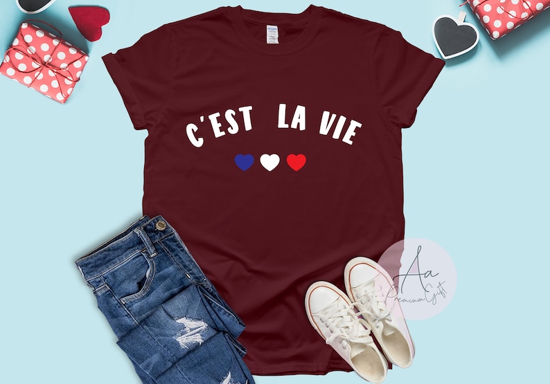 C'est La Vie Shirt ,french tee,C'est La Vie Paris ,French Flag t-shirt,Travel t-shirt,Minimalist t-shirt,Fashion tops,Cool tees,Unisex Shirt image 9