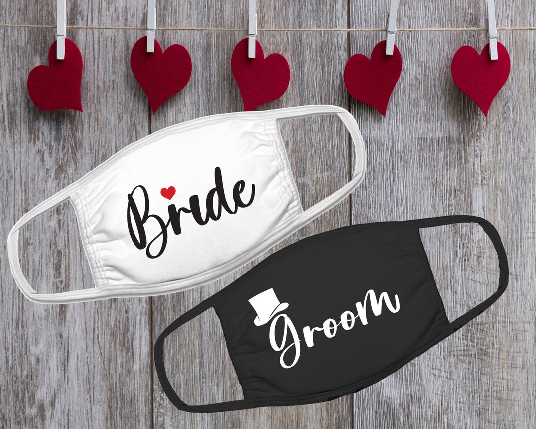 Bride and Groom Triple Layer Mask Wedding Face Masks Bridal Party Face