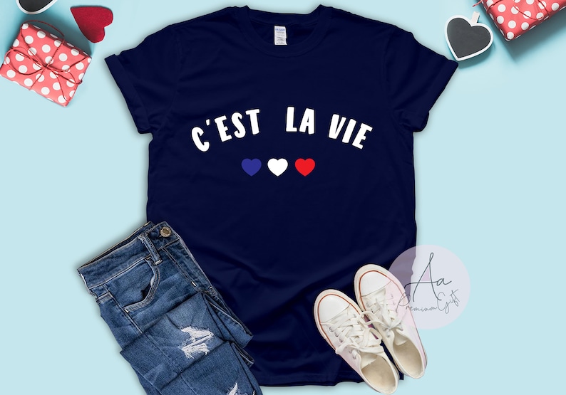 C'est La Vie Shirt ,french tee,C'est La Vie Paris ,French Flag t-shirt,Travel t-shirt,Minimalist t-shirt,Fashion tops,Cool tees,Unisex Shirt image 1