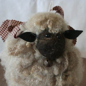Sheep Decor Handmade all natural curly brown wool sheep decoration Border Leister wool from sheep raised on the Sheep Shed farm