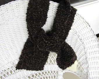 Brown Soft Wool Hand Knit Scarf, Warm Scarf Gift for Him or Her, Unisex Warm Wool Hand Knit Scarf