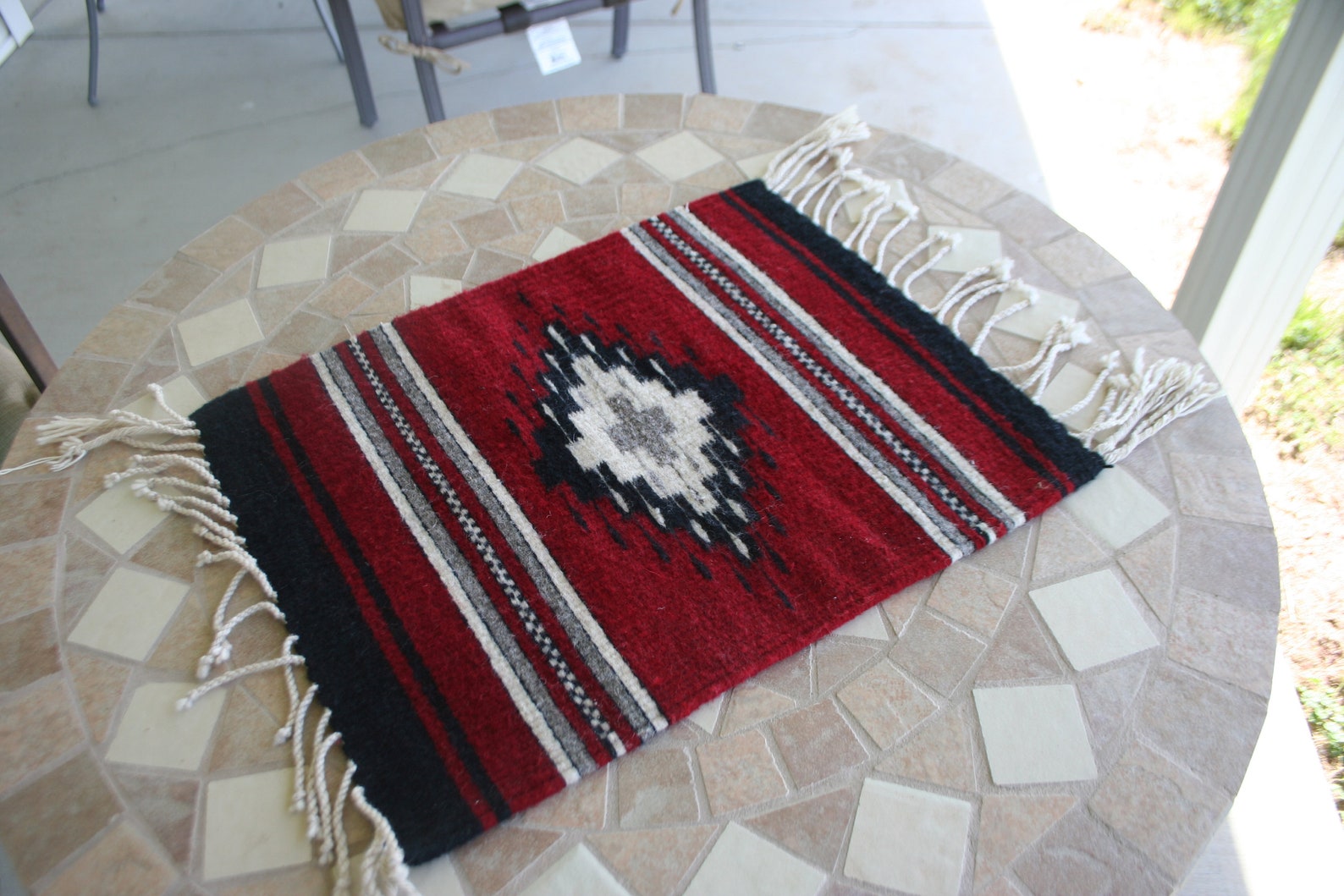 Table Runner Navajo Woven Wool in Shades of Red. Black Grey Etsy