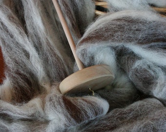 Spinning Fiber, Alpaca Pure Alpaca Roving Spiral Blend of White and Dark Brown Natural Fibers, Gift for Handspinner