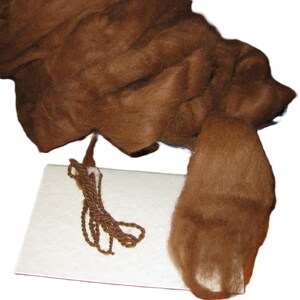 Spinning Fiber, Suri Alpaca roving rich dark brown ready to spin