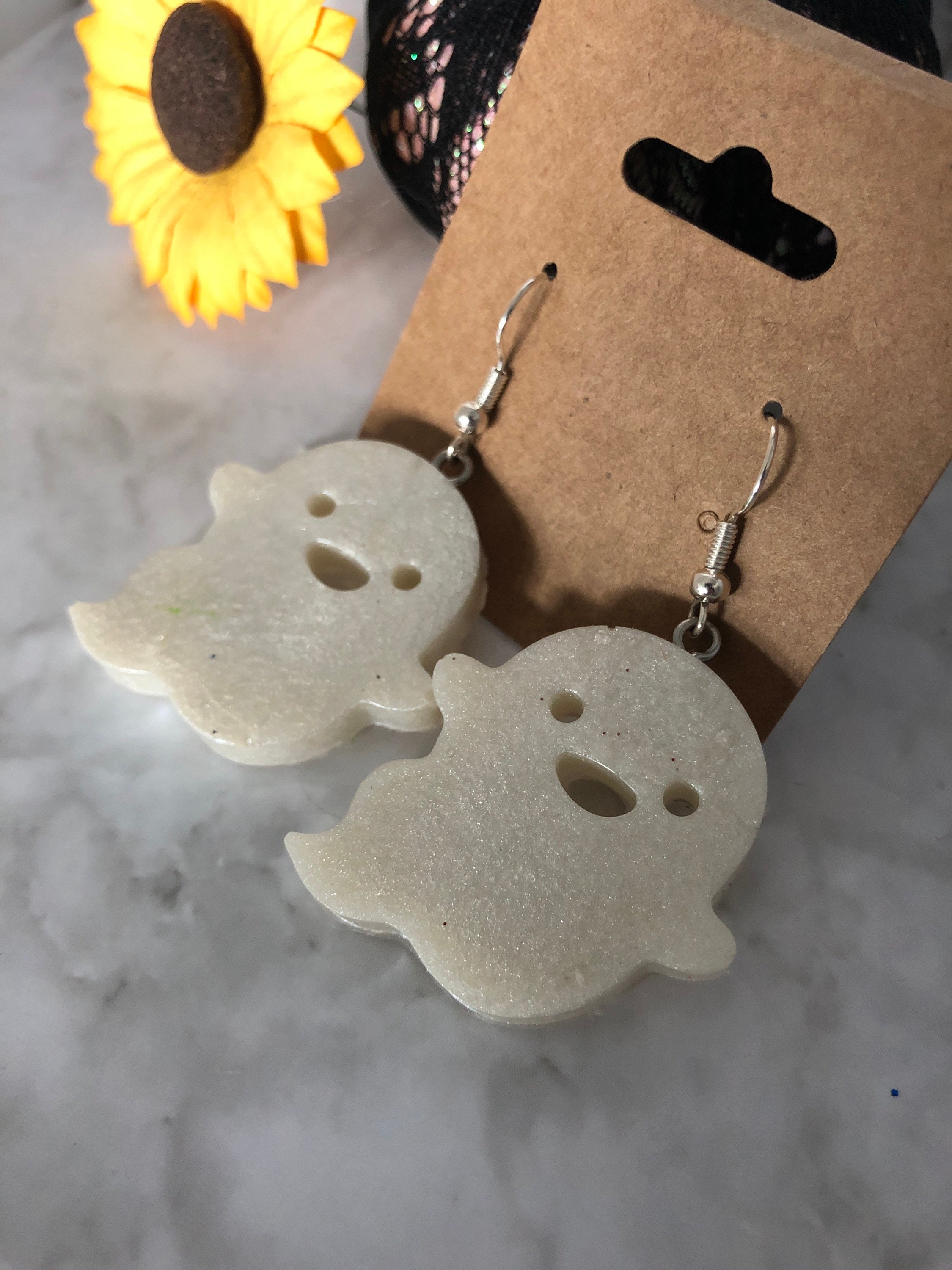 Ghost earrings for her resin Halloween earring set gift Etsy