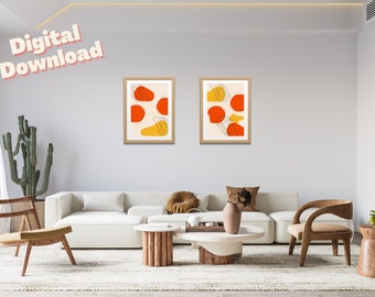 Set van 2 eclectische muurkunst - DIGITALE DOWNLOAD - Woonkamer wanddecoratie - Slaapkamer wanddecoratie