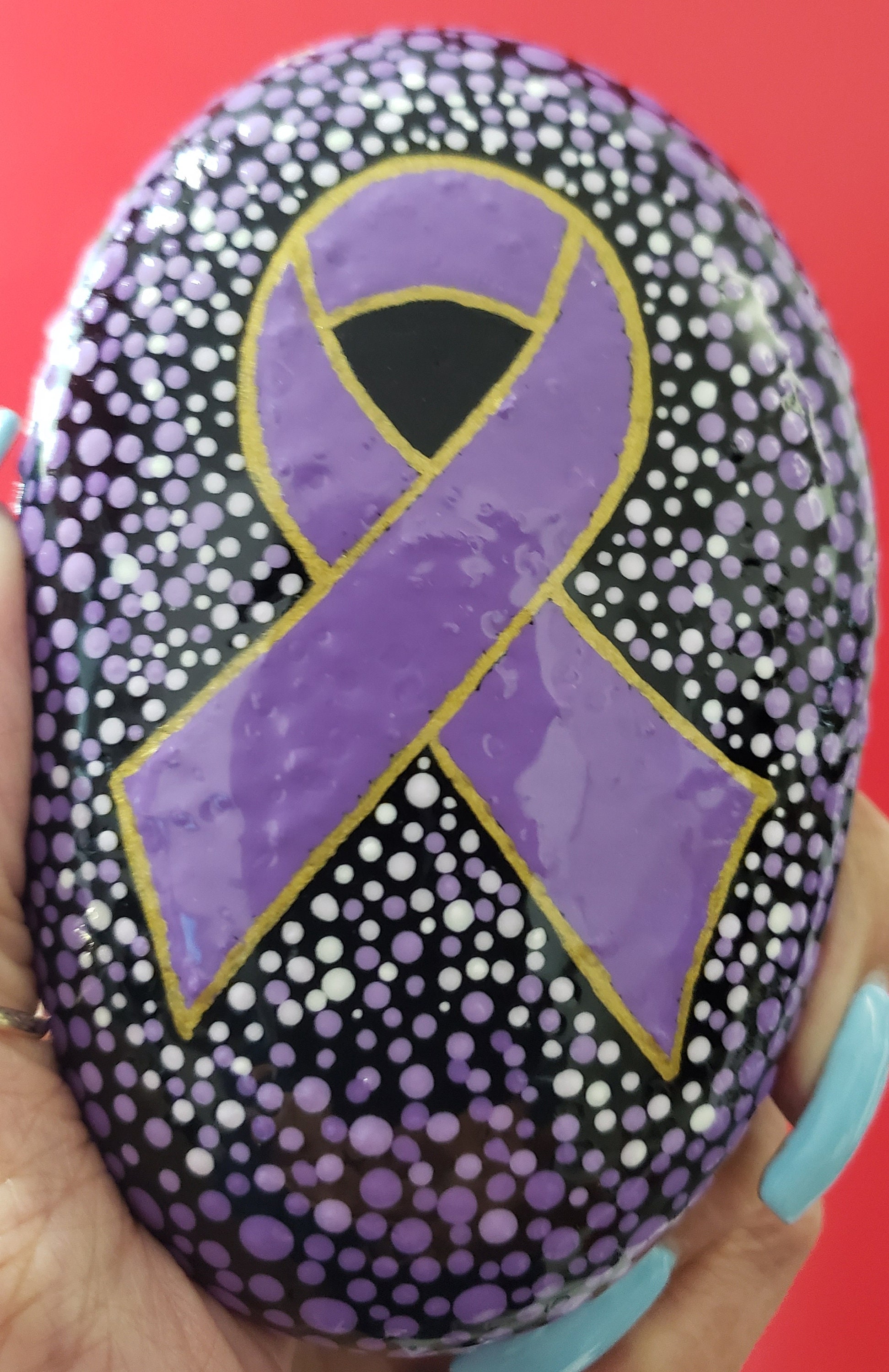 Rustic Cancer Ribbon Images Lavender Cancer Ribbon - Represents All Cancer. Dotted Art, Rock Stone ...