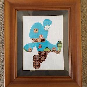 Super Mario, motif point de croix, motif 8 bits uniquement