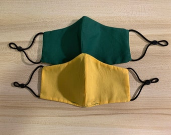 Green and Yellow Reversible, Reusable Face Mask