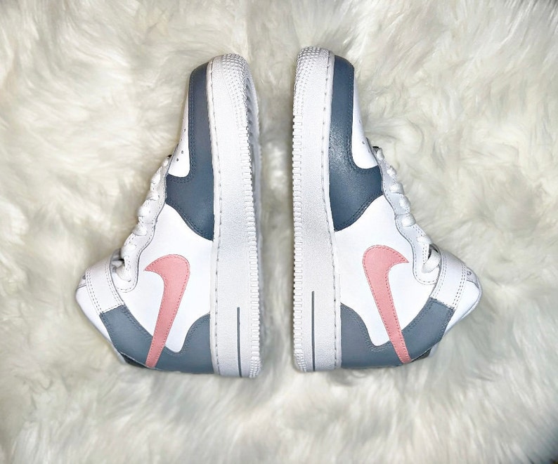 pink and white high top air force ones