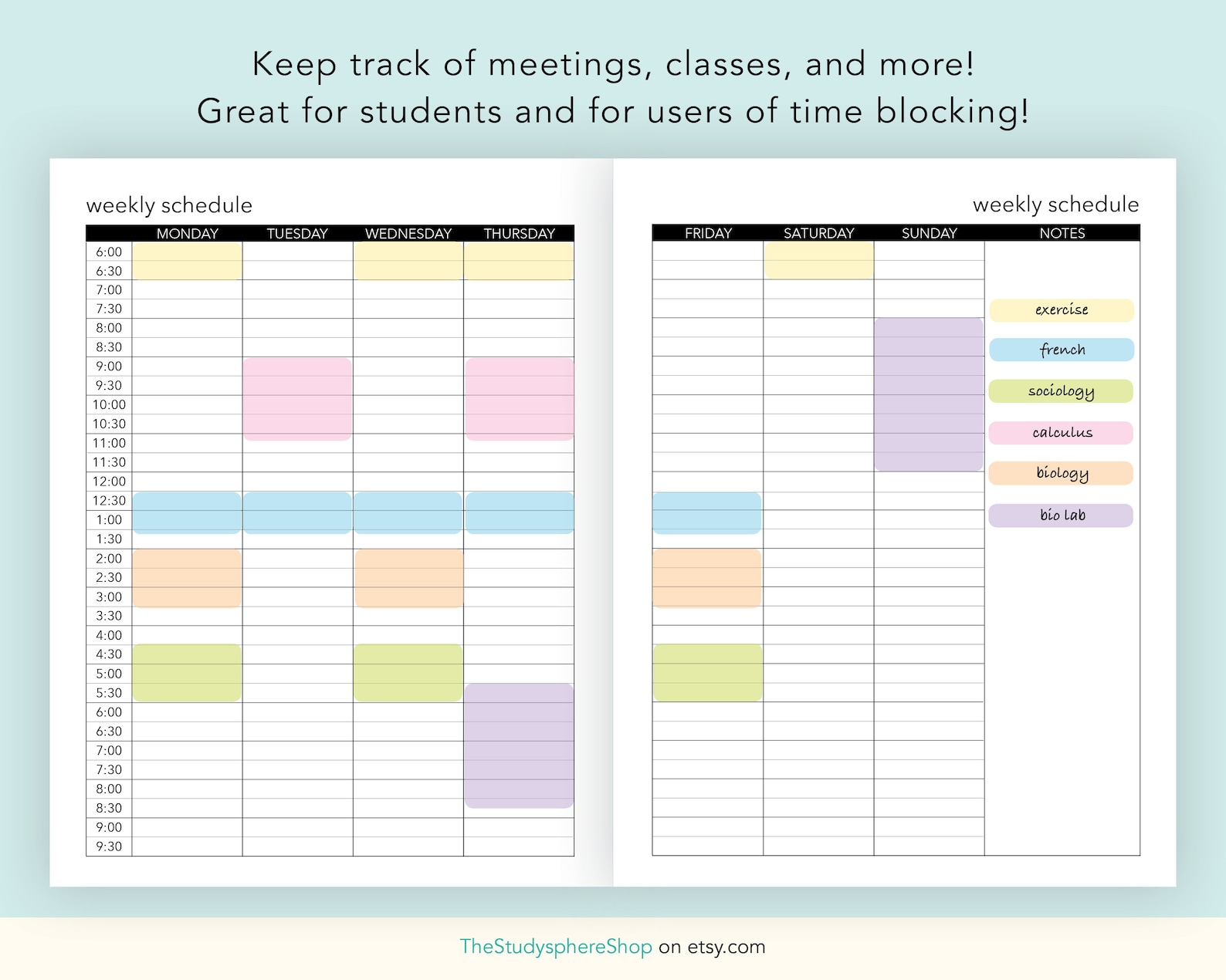 Weekly Schedule, Time Blocking Template, Hourly Planner, Weekly Hourly ...