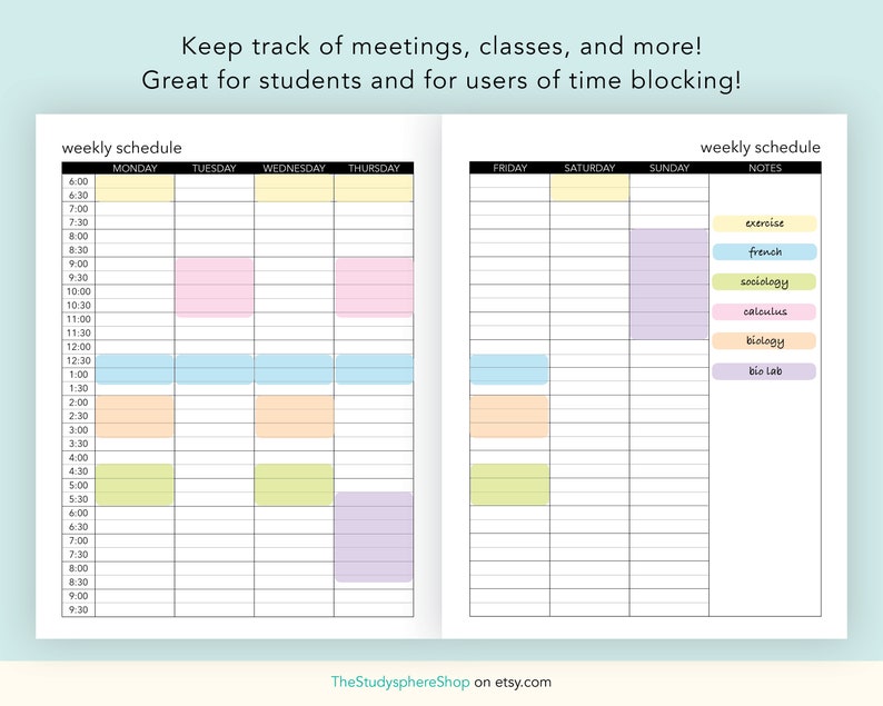 Weekly Schedule Time Blocking Template Hourly Planner Weekly Hourly Weekly Schedule Time Blocking Template Hourly Planner Weekly Hourly