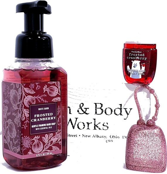 Bath & Body Works Frosted Cranberry Hand Soap, Hand Care Pink Glitter Case