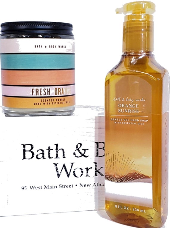 Bath & Body Works Fresh Orange Medium Candle Orange Sunrise Hand Soap Set of 2