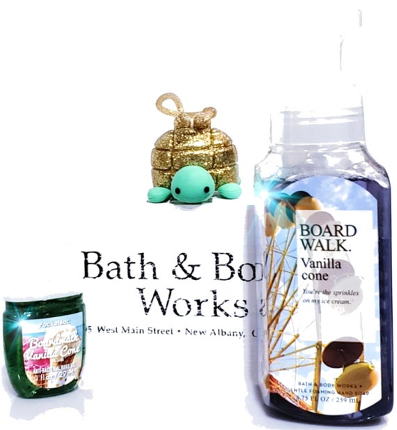 Bath & Body Works Boardwalk Vanilla Cone Hand Soap, Hand Care Turtle Holder