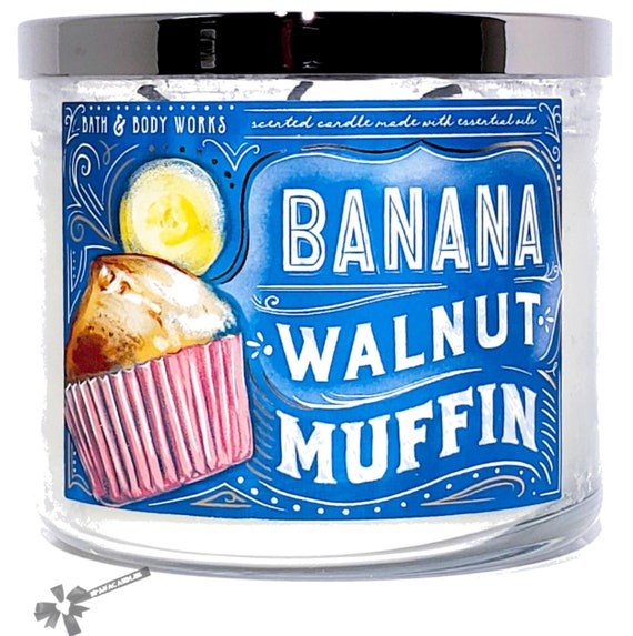 Bath & Body Works Banana Walnut Muffin 3 Wick Candle 14.5 oz Festive Jar