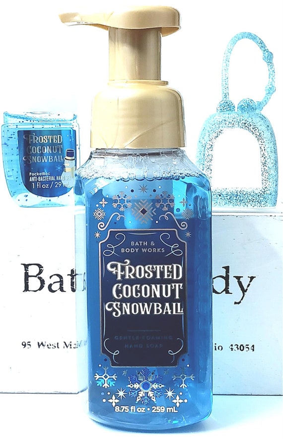 Bath & Body Works Frosted Coconut Snowball Hand Soap, PocketBac, Blue Holder