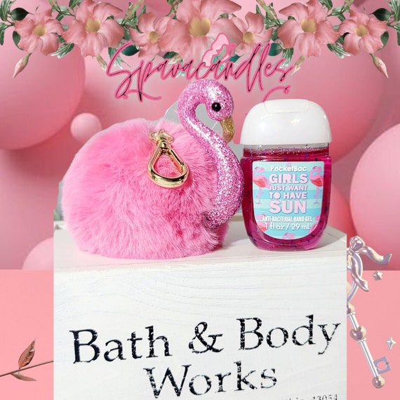Nwt Bath & Body Works Flamingo Fluffy Pom Pink Pocket Girls want to have fun