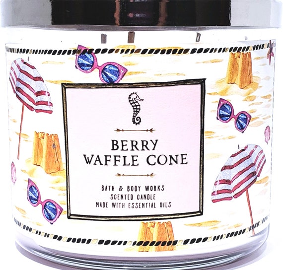 Bath & Body Works Berry Waffle Cone 3 Wick Jar Candle 14 oz .