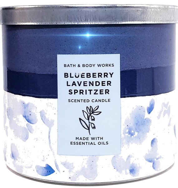Bath & Body Works Blueberry Lavender Spritzer 3 Wick Candle Summer Earthy Color