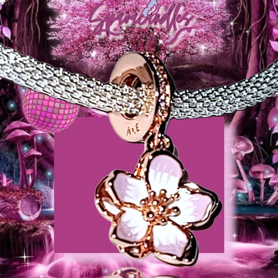 New Pandora Rose Gold Cherry Blossom Dangle Charm 780667c01 Us seller