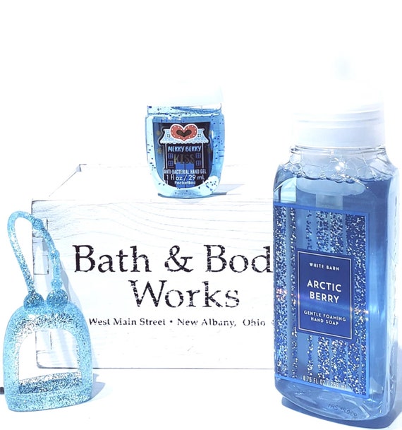 Bath and Body Works Arctic Berry Hand Soap and Soft Blue Case Holder